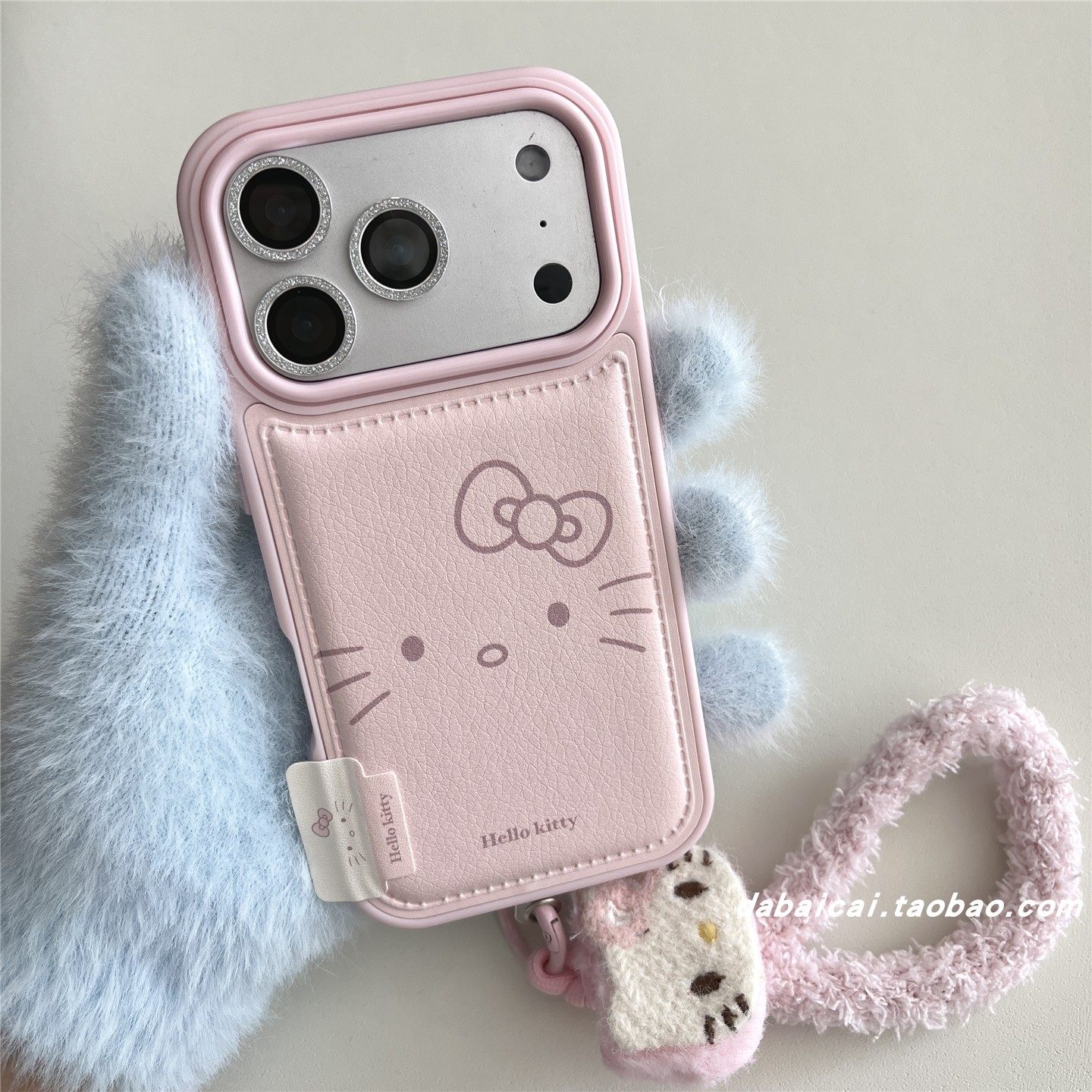 苹果16手机壳皮质蝴蝶结猫咪可爱