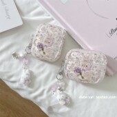 ins韩系紫色花朵兔子适用airpods4耳机套pro3新款 airpodspro2保护套3代苹果无线蓝牙耳机壳二三代airpods1