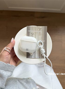 airpodspro3耳机套白色条纹字母