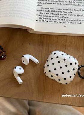 airpods4耳机套韩系白底黑波点