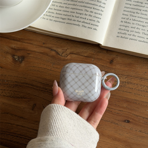 灰蓝色菱格适用airpods4耳机套