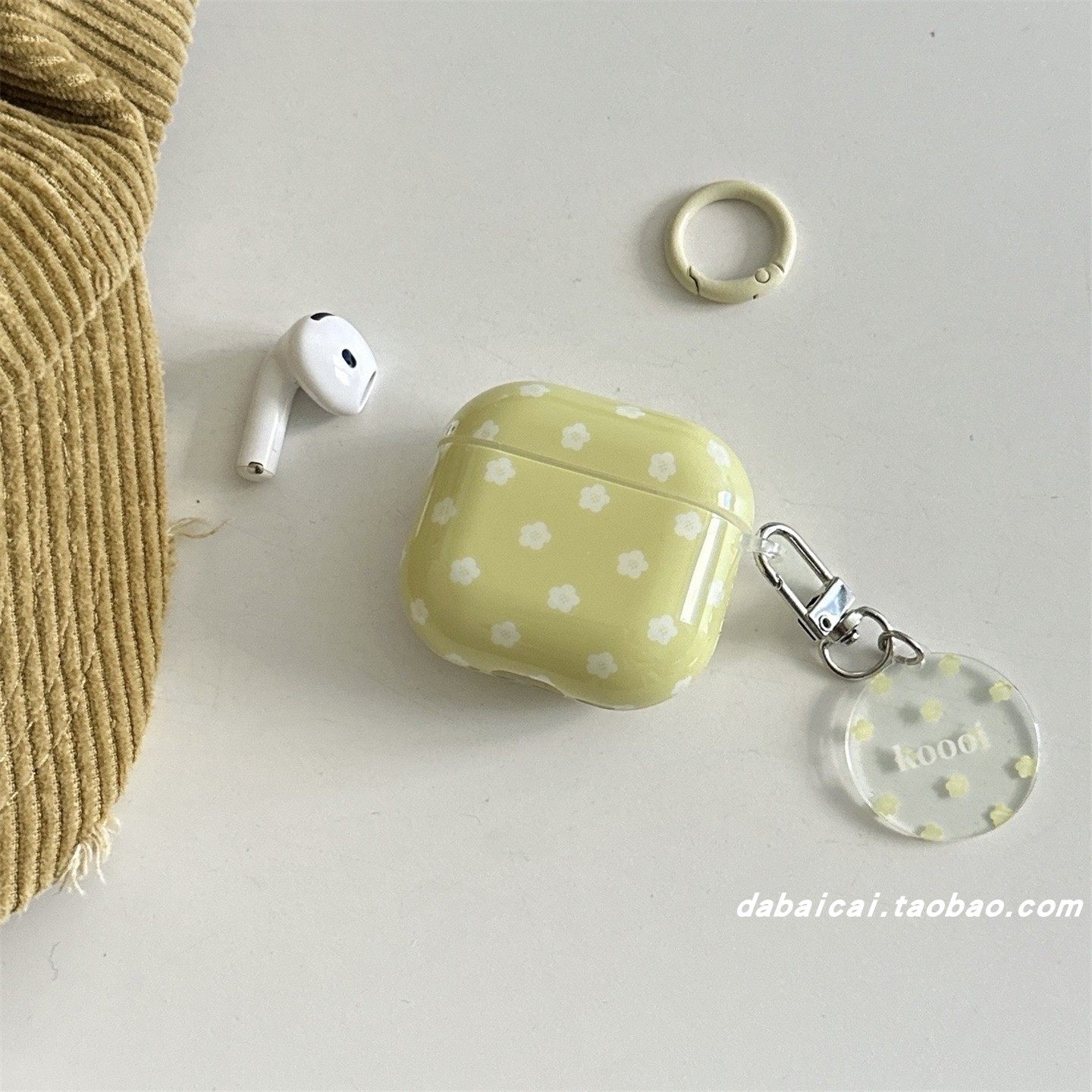 ins抹茶绿白色花朵适用airpods pro3耳机套4代无线蓝牙苹果airpods1/2代软壳pro新款3代pro2防摔保护套韩系女