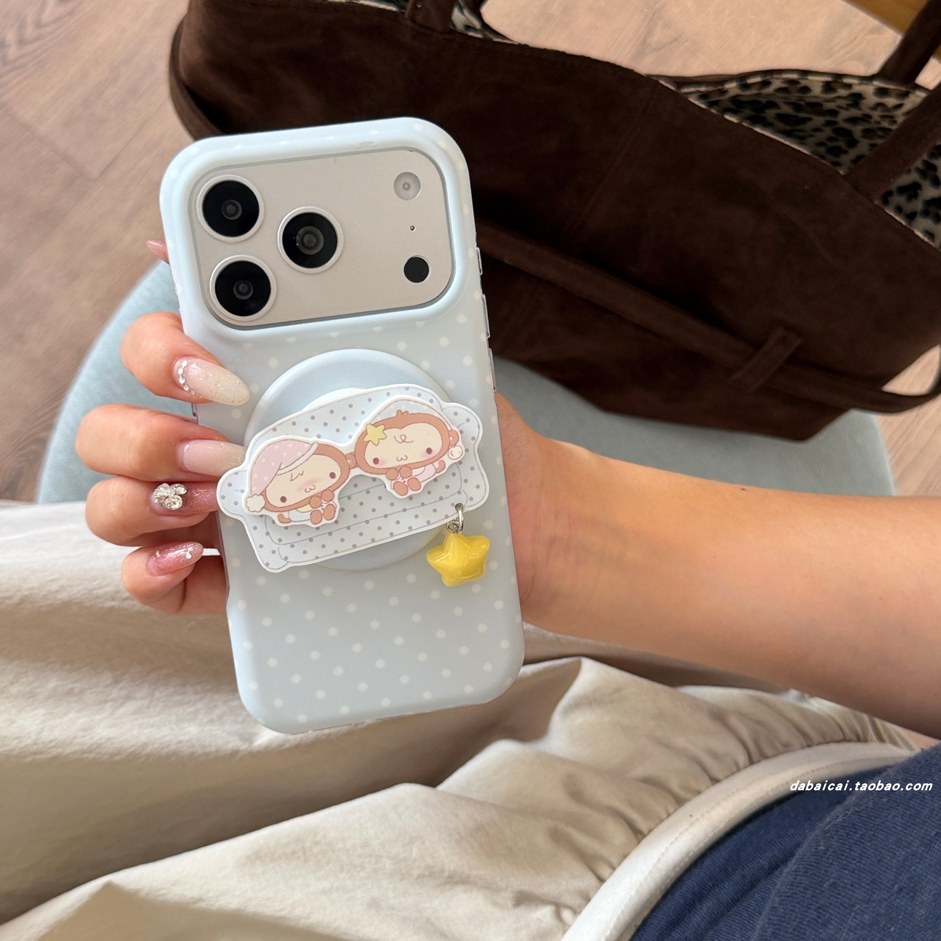 ins波点猴子磁吸支架适用iphone17promax苹果17手机壳15pm新款16pro少女心网红15全包防摔16韩系个性小众创意