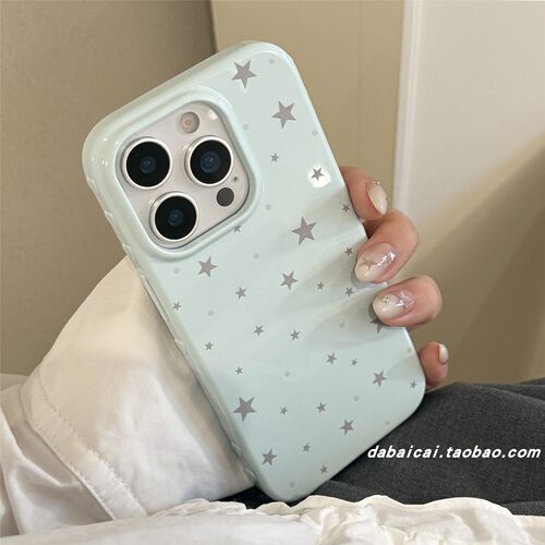 苹果17手机壳满屏蓝色波点星星