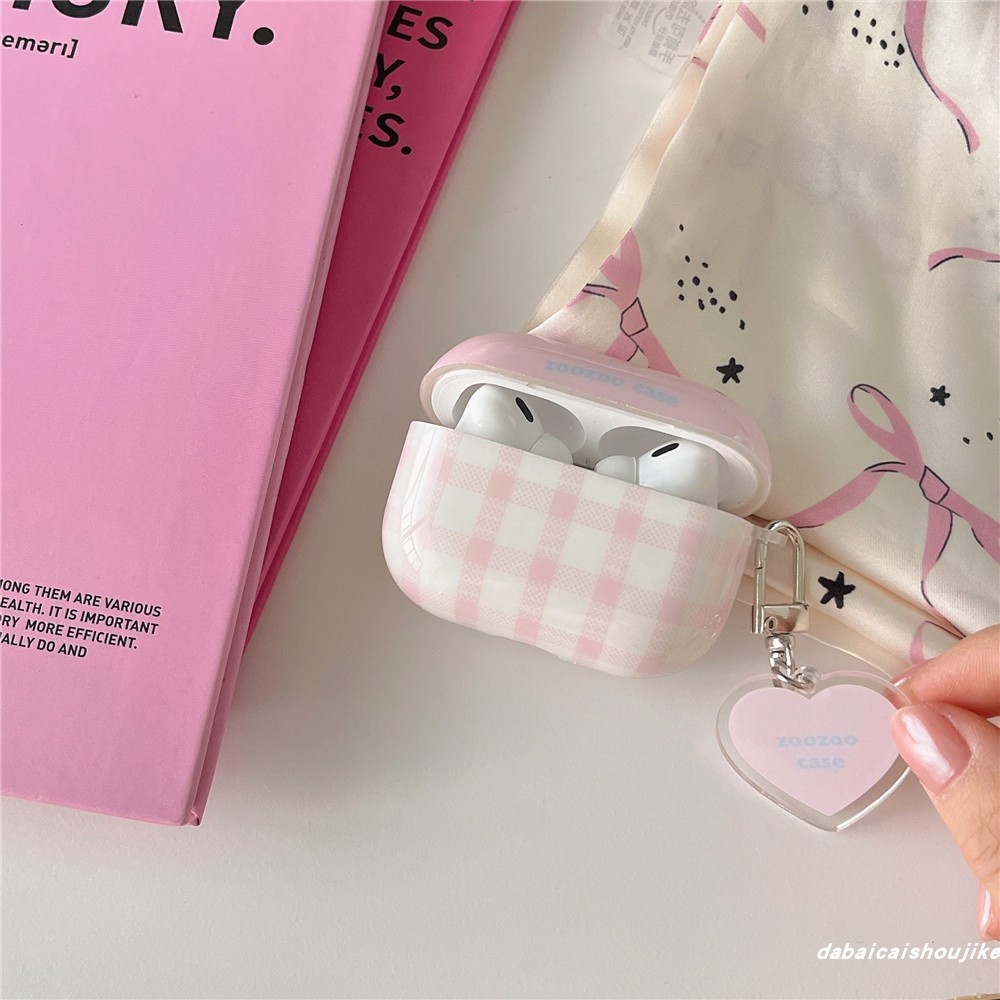 airpods3耳机套ins撞色粉格子