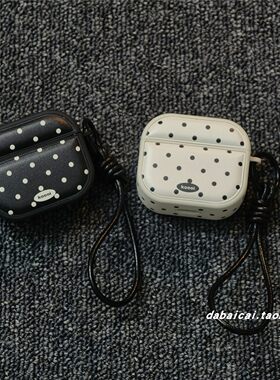 airpodspro3耳机套复古黑白波点