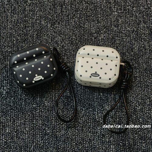 airpodspro3耳机套复古黑白波点