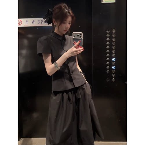 夏季小个子甜酷修身两件套