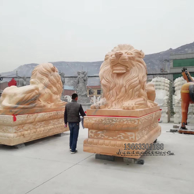 精雕石狮子一对看门镇宅家用门口摆件大型汉白玉青石小号欧式狮子