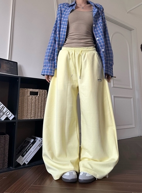 DHSS美式字母简约多巴胺休闲裤直筒宽松阔腿运动百搭垂感弯刀卫裤