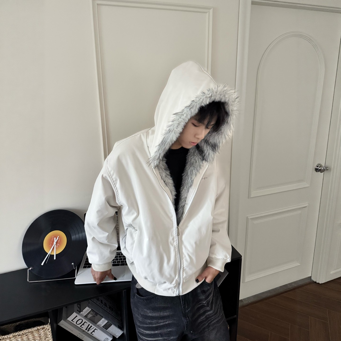 DHSS美式重磅毛领狼王座山雕棉衣男女宽松冬季加厚保暖连帽外套