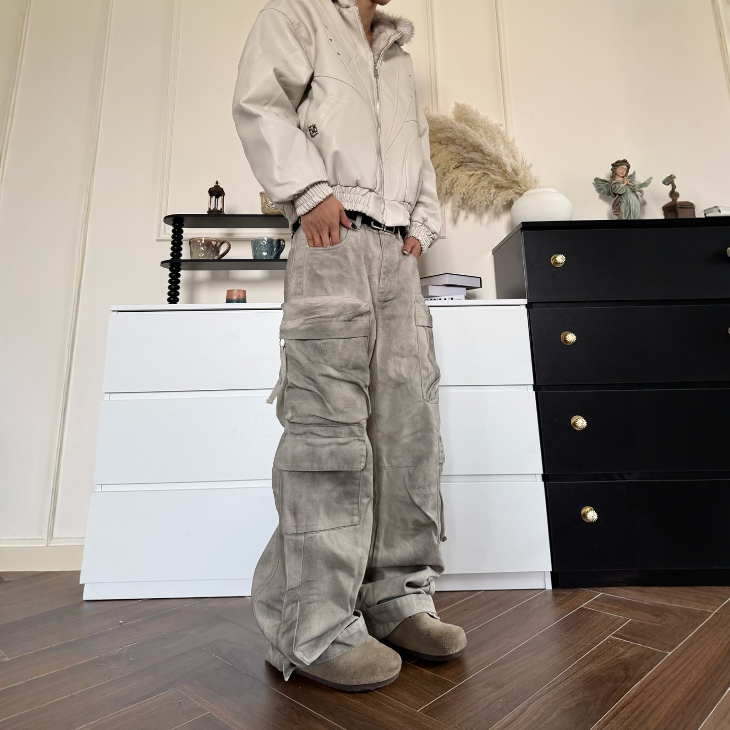 DHSS美式街头废土风做旧脏染多口袋工装裤男女宽松小众阔腿休闲裤,男装,休闲裤,淘宝优惠券,粉丝福利购,淘宝优惠卷