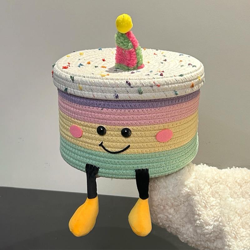 【宿舍好物】趣味公仔蛋糕桌面收纳筐多功能杂物整理盒可爱收纳盒