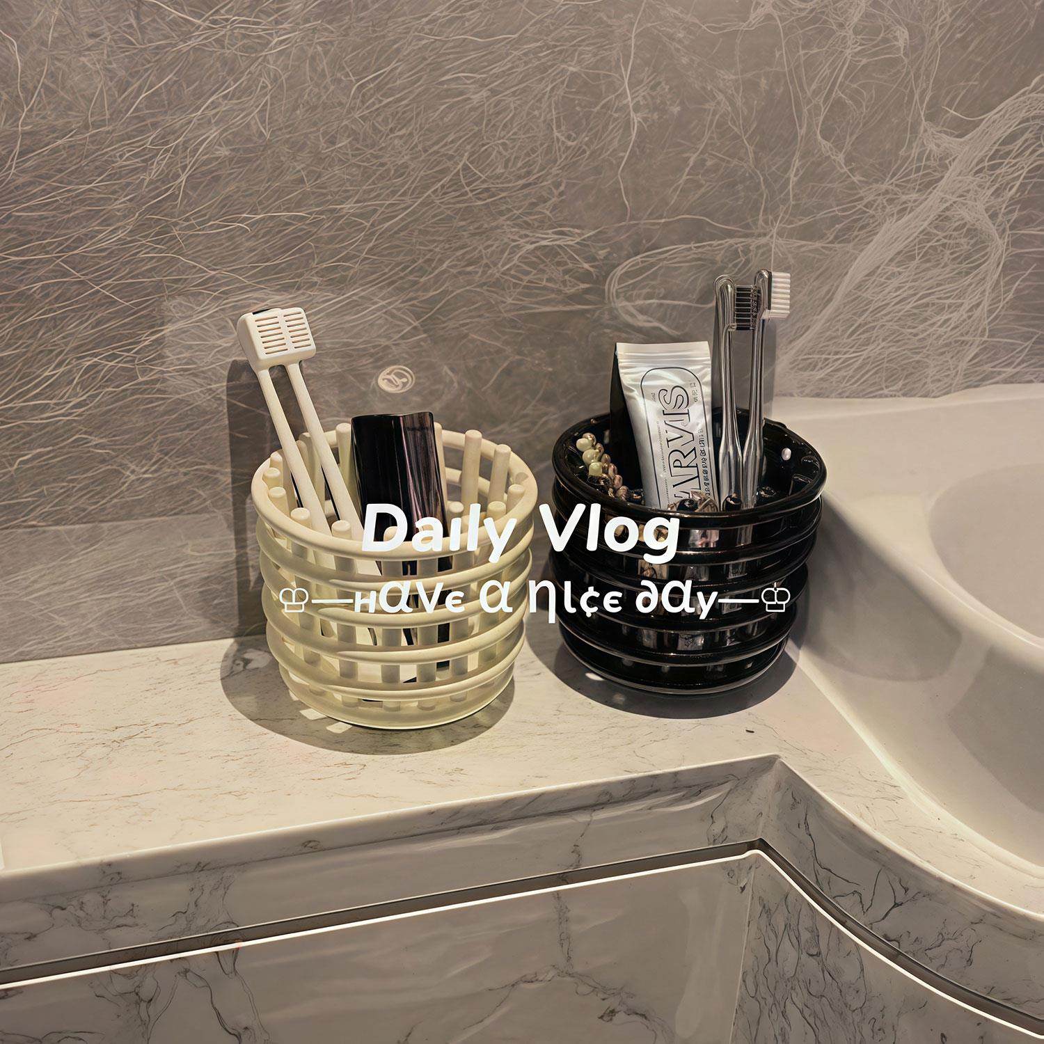 浴室台面收纳筒卫生间洗手台桌面梳子收纳盒化妆品放牙刷膏置物架