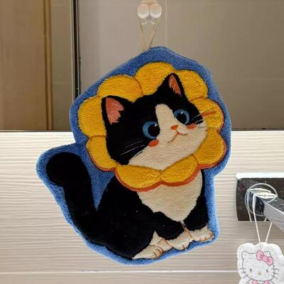 小猫擦手巾毛巾挂式可爱擦手毛巾超强吸水加厚卫生间搽手巾擦手布