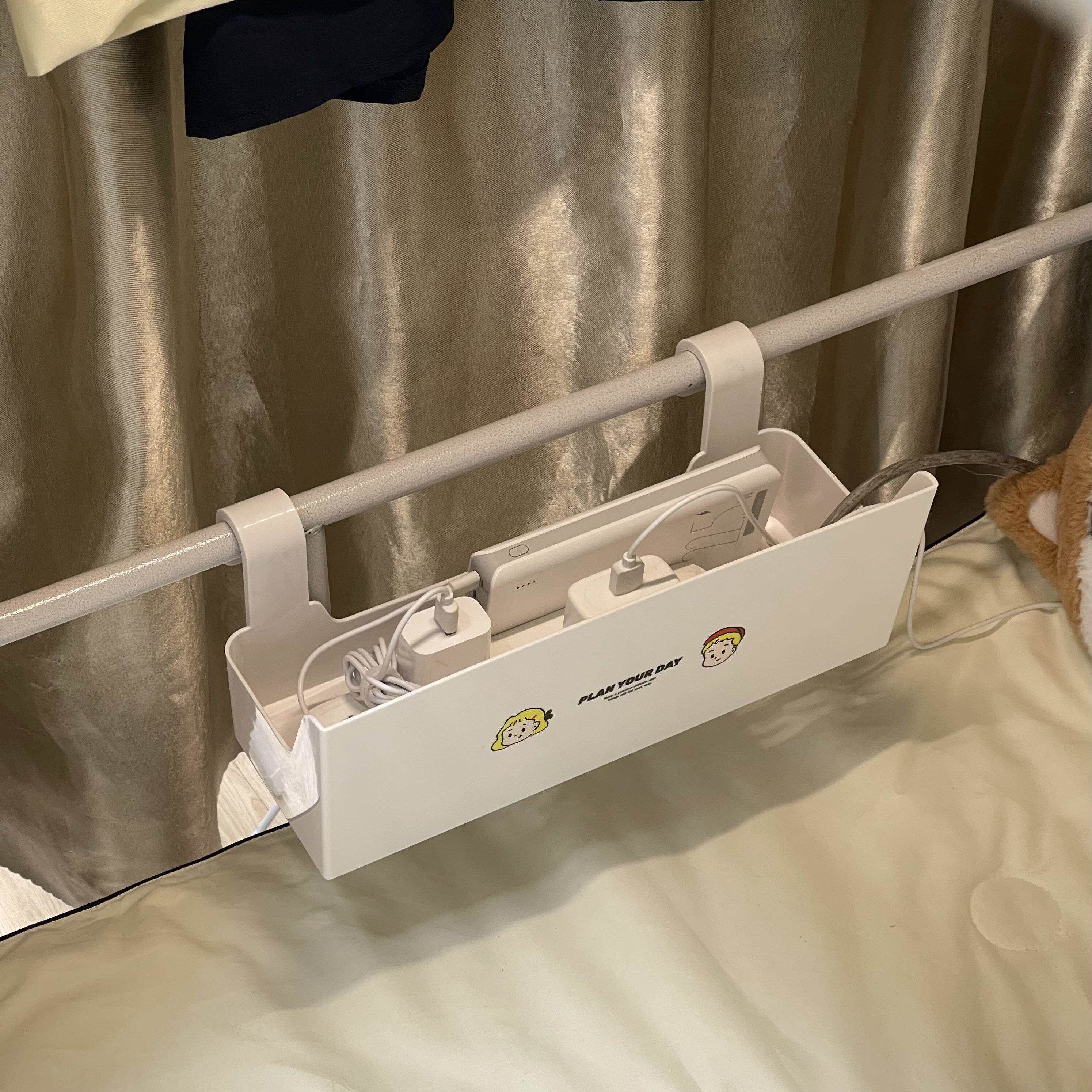 宿舍床上插排收纳盒理线器学生上铺悬挂式置物架大容量杂物整理盒