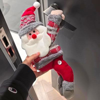 圣诞老人毛绒公仔门把手挂件圣诞节创意窗帘绑带氛围感吊灯装饰品