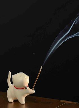 可爱小猫桌面摆件客厅玄关装饰摆件办公桌摆件线香底座香托小礼物