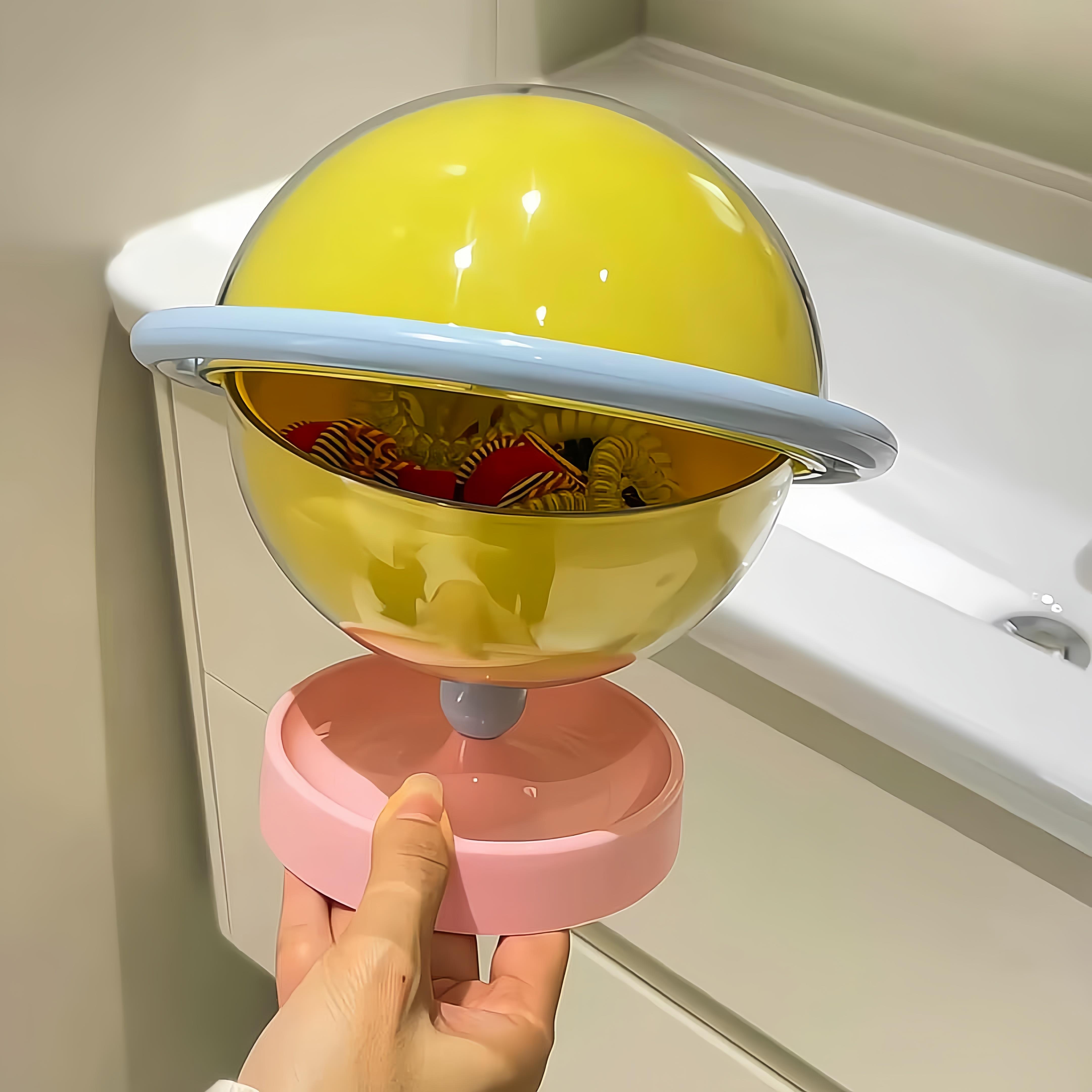 多巴胺星球浴室防水皮筋收纳盒玄关钥匙收纳摆件地球仪旋转储物盒