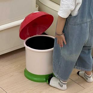 蘑菇垃圾桶高颜值ins风客厅脚踏式卧室卫生间带盖子家用厨房可爱
