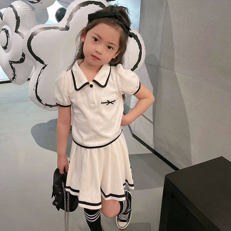 儿童休闲套装2026夏季新款时尚女童运动装短袖短裙两件套薄款潮