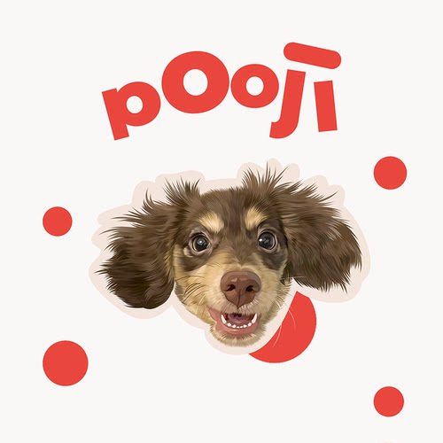 POOJI宠物定制手绘画像电子版棕色垂耳犬头像来图定制宠物纪念款