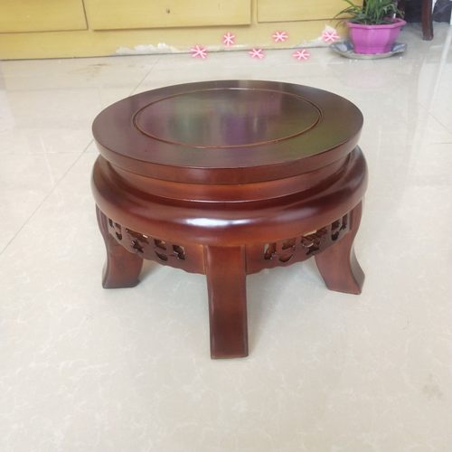 简约实木矮花架落地榆木办公室内圆鱼缸客厅单个木架酒缸花瓶底座