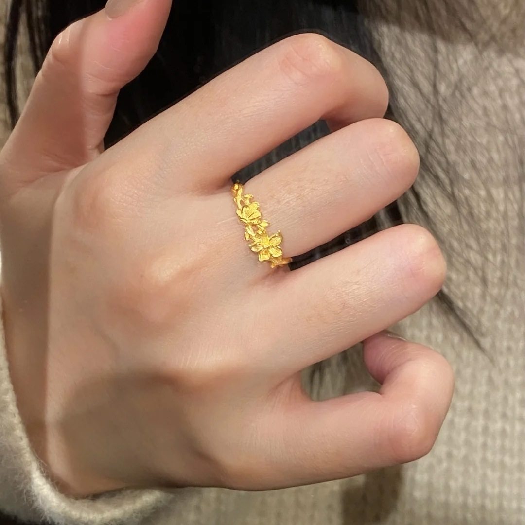 小新款红书同款蝶恋花戒指女镀真金轻奢感时尚潮流小众指环送女友