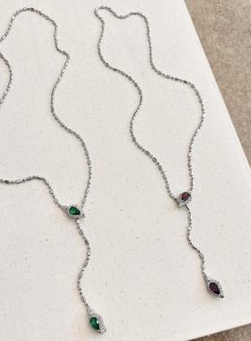 爆闪祖母绿色灵蛇项链女式轻奢