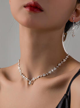 水钻水波链精致爪链夸张项项链