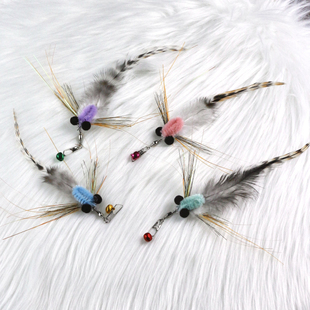 猫玩具浮游小飞虫逗猫棒替换头仿真昆虫铃铛羽毛新款解闷自嗨神器