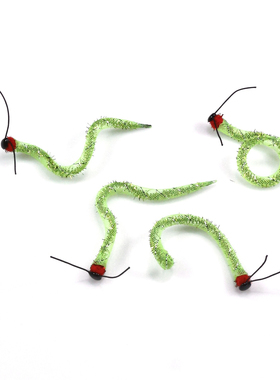 猫咪玩具仿真绿色小虫子毛毛虫耐抓耐咬自己玩自嗨解闷丰容玩具