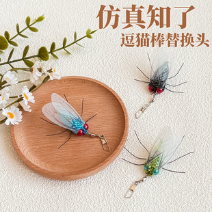 猫咪玩具蝉知了逗猫棒替换头仿真昆虫小飞虫小猫解闷创意逗猫丰容