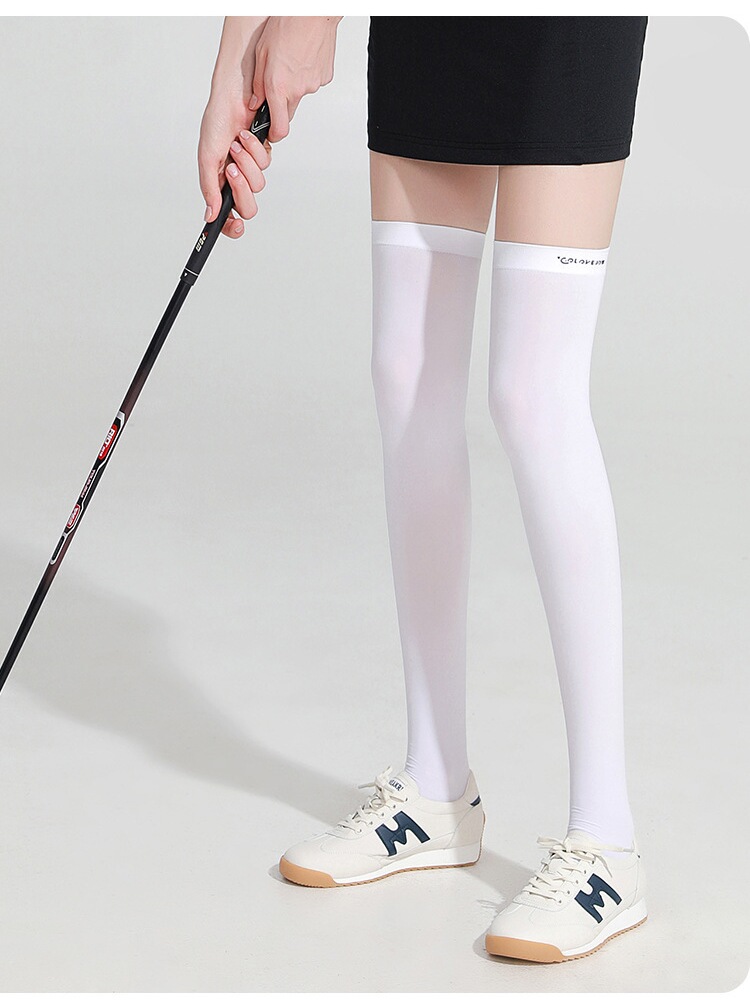 夏季防晒中长款纯色高尔夫球袜子女冰丝凉爽户外运动袜高尔夫用品