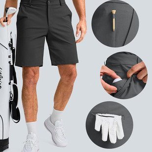 男宽松直筒golf球裤 速干冰丝高尔夫短裤 男 纯色四面弹力夏季 薄款