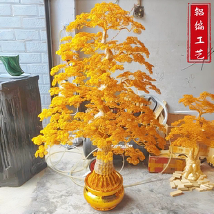 定制1米到2米大型发财树摆件纯手工编织摇钱树工艺品乔迁开业礼物