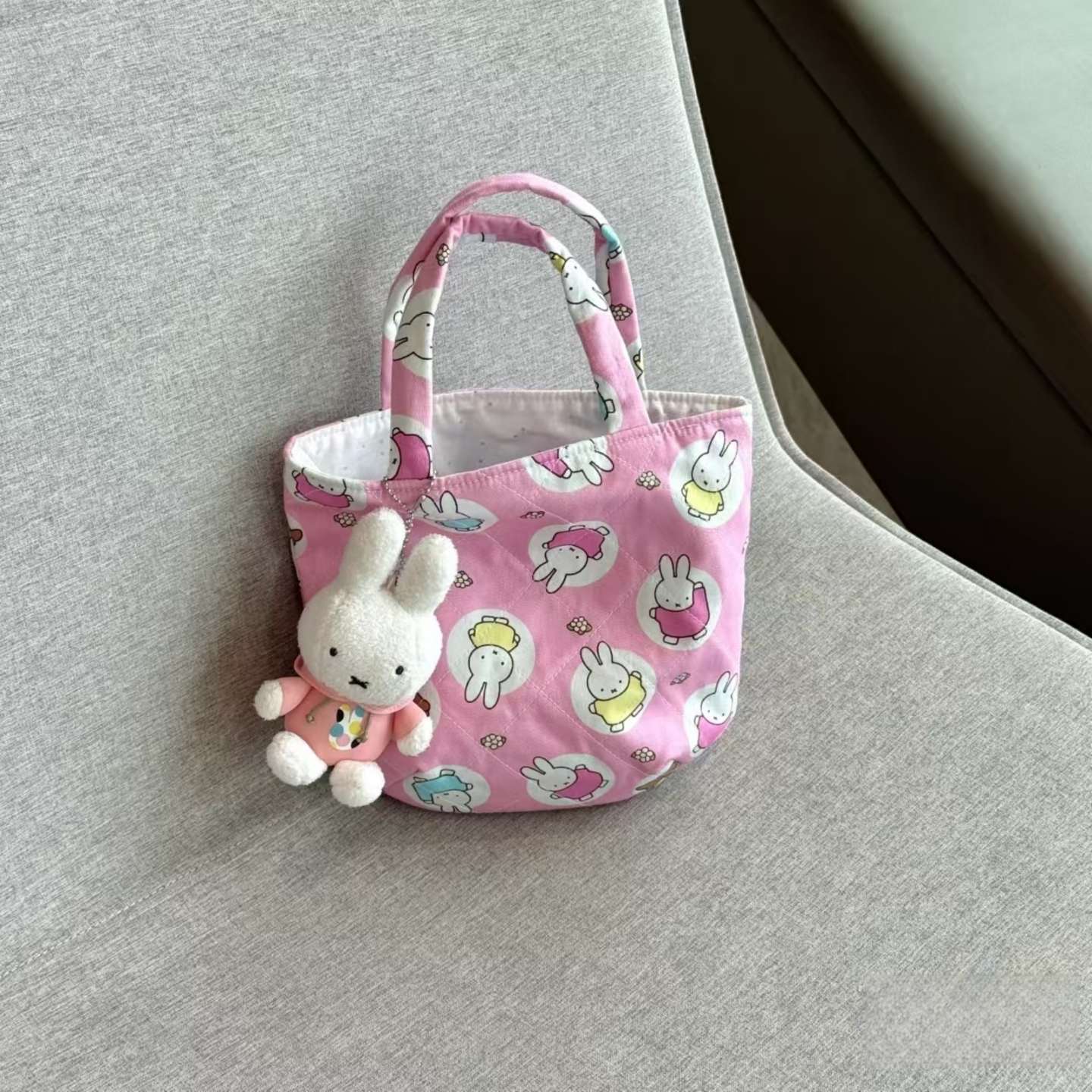 粉色少女心可爱卡通印花帆布袋