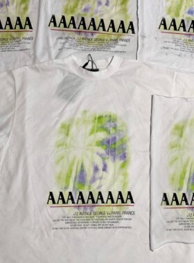 「夏威夷系列」VANA ILUSION 椰树白色胶片冲洗短袖T恤情侣款潮