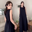 气质宽松长裙 赫本风黑色无袖 背心连衣裙子女夏季 2025新款 茶歇法式