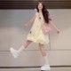 法式 小个子气质背心a字短裙 2025新款 黄色无袖 花苞连衣裙子女夏季