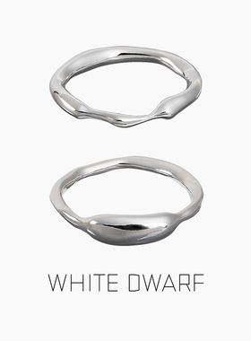 WHITE DWARF一多半一少半戒指925银情侣对戒原创设计趣味男女纯银