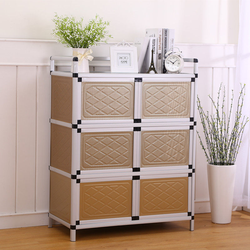 碗柜家用橱柜简易组装经济型厨房收纳柜置物柜铝合金储物柜灶台柜