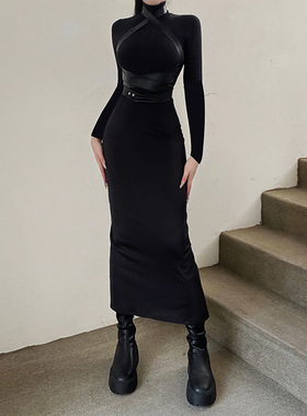 YL23472SK热巴同款机能酷飒连衣裙 2023秋季新款街头潮流风长裙