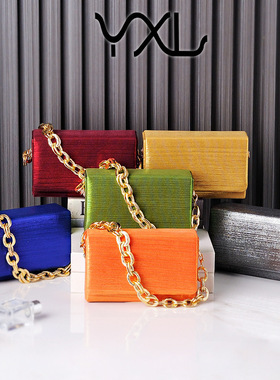 欧美时尚简约晚宴包礼服派对新娘包黄色小方包潮州工厂跨境供