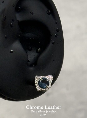 Chrome Leather轻奢不规则褶皱肌理感锆石耳钉S925纯银简约百搭女