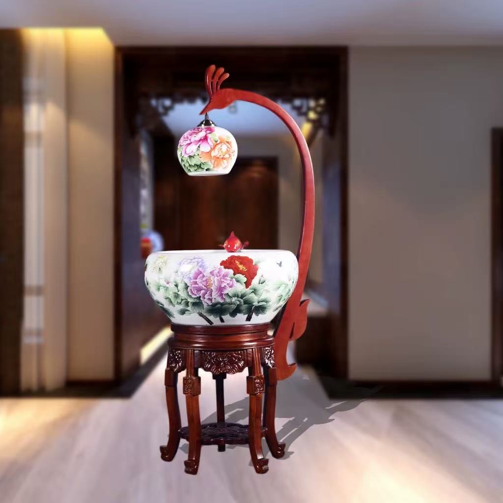 景德镇带灯循环流水鱼缸