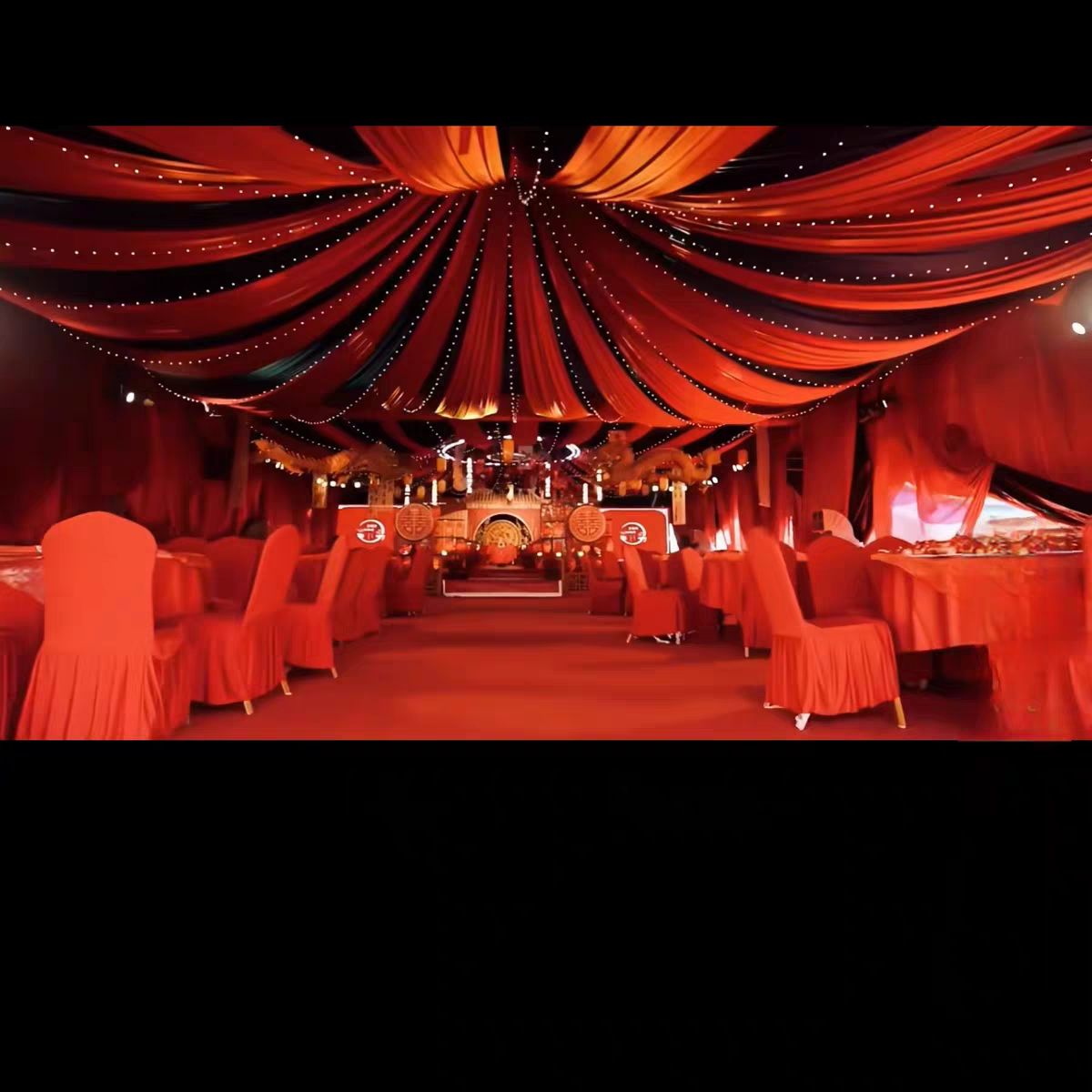 吊顶篷房顶棚纱幔装饰新款 婚庆婚宴酒席喜棚房帐篷幕布吊顶布幔