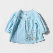 贝原单 T恤娃娃衫 精致刺绣 金宝 3岁女童长袖 灯笼袖 纯棉灯芯绒