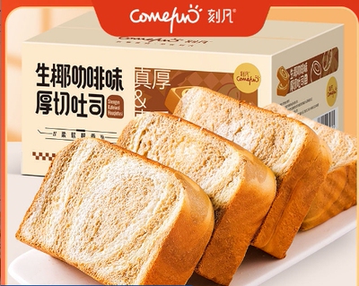 刻凡生椰吐司咖啡味厚切面包手撕切片早餐代餐饱腹宿舍零食品整箱