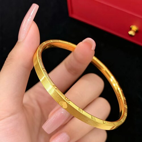 纯金电镀黄铜手镯氛围感神器